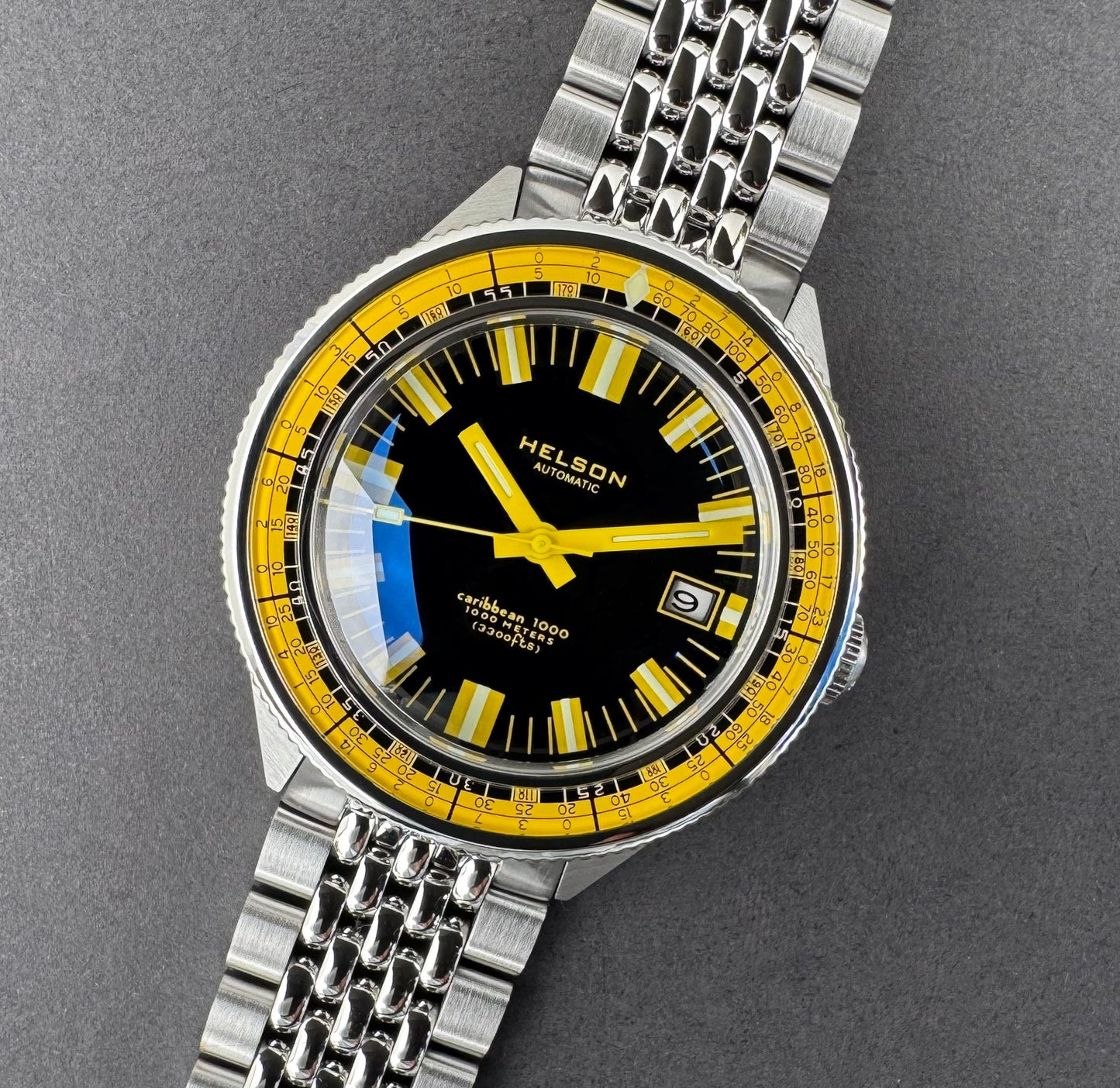Caribbean Black Dial Yellow Bezel Miyota 9015