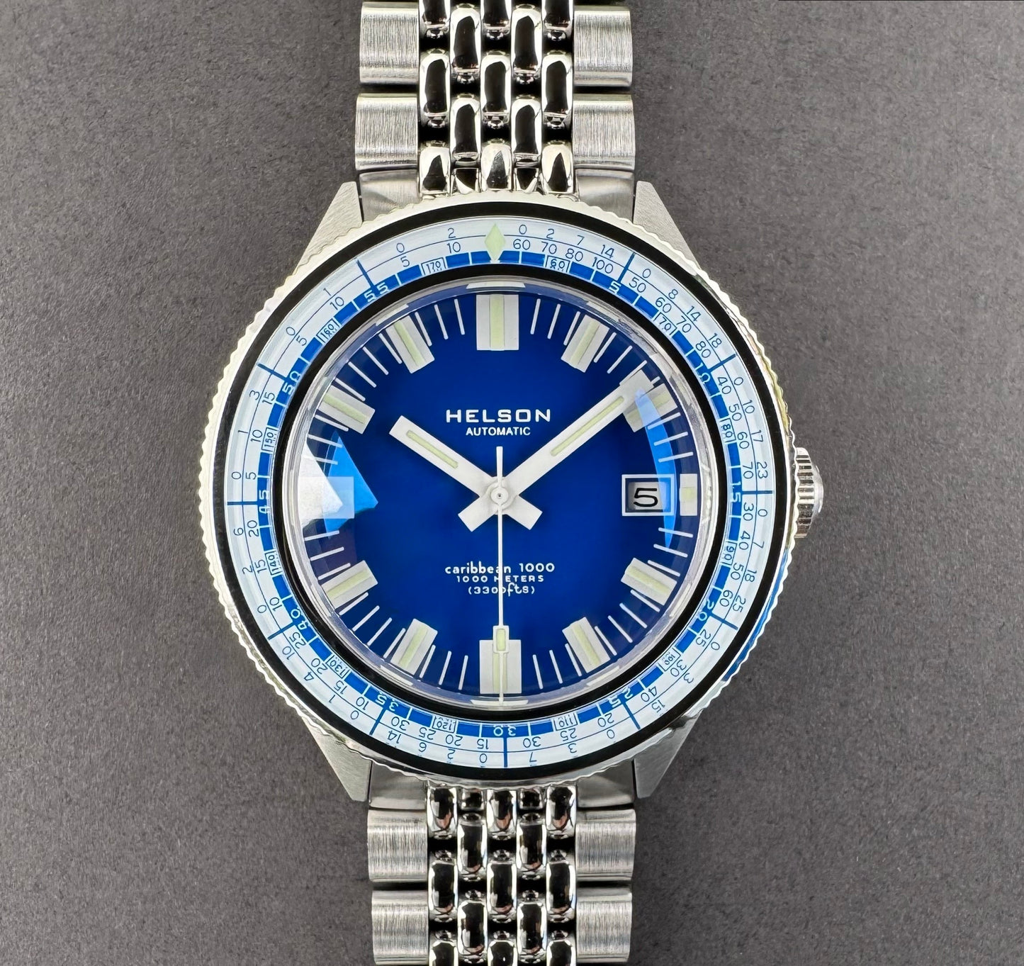 Caribbean Blue Dial White Bezel Miyota 9015