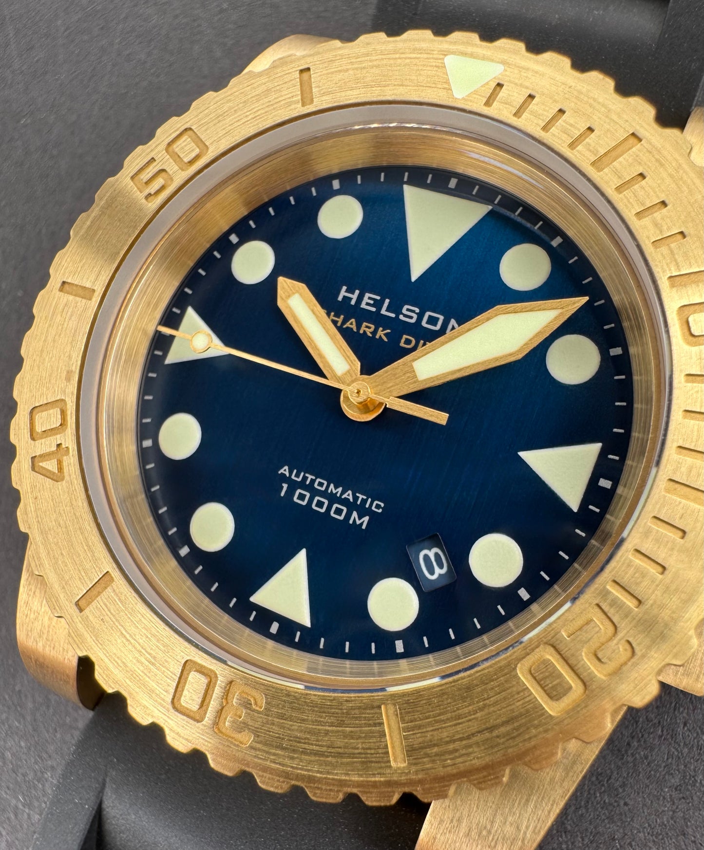 Shark Diver 45 Brass Brushed Blue Date