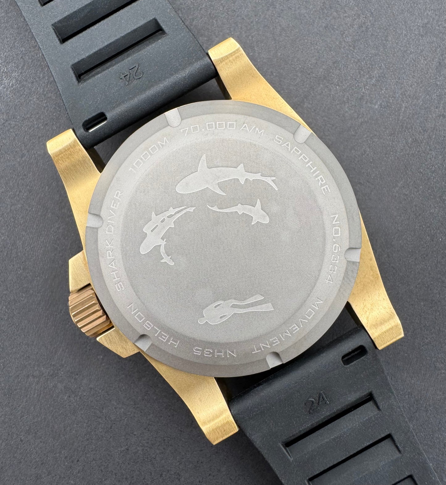 Shark Diver 45 Brass Brushed Blue Date