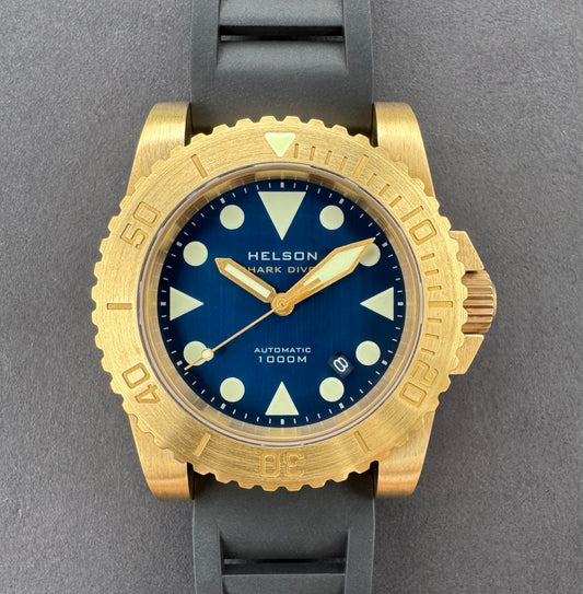 Shark Diver 45 Brass Brushed Blue Date